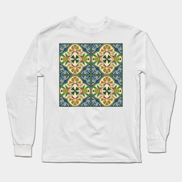 Summer Lemons in My Italian Villa | Blue Yellow Long Sleeve T-Shirt by Ipoole